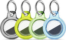 Upgrade Waterproof 4 Pack Airtags Holder with Apple Airtags Keychain, Hard PC Clear Air Tag Case, Anti-Scratch & Shock Air tag Holder, Men's Women's Keyrings & Keychains-Black+Chartreuse+Green+Blue by TinyTreasures Baby Boutique