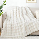 Touchat Luxury 1000GSM Rabbit Faux Fur Blanket, Super Heavy Warm Cozy Brown Blankets for Couch Bed Sofa, Ruched Plush Fuzzy Elegant Soft Reversible Mink Blanket for Living Room Bedroom, 90" x 90" by CozyNest Decor