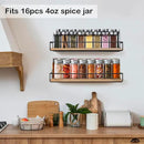 TJ.MOREE 2 Pack Spice Rack Wall Mount Rustic Style Hanging Spice Organizer for Wall, Kitchen Spice Storage by CozyNest Decor