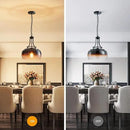 WUZUPS Chandelier Rustic Farmhouse Industrial Round Ceiling Pendant LED Light Fixture with Amber Gradient Black Glass Shades for Dining Room Kitchen Island Foyer Entryway, H 17" x W 13.4", E26 Base by CozyNest Decor
