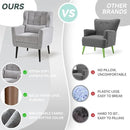 Accent Chair Set of 2, Upholstered Armchair with Pillow, Fabric Single Sofa Chair with Lounge Seat and Wood Legs Accent Chair for Living Room Small Spaces (Grey, Set of 2) by CozyNest Decor