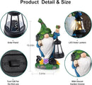 Solar Gnome Garden Figurine Yard Lights with Solar Lights Lantern & Shovel - Outdoor Yard Art Lawn Ornaments for Porch Patio Balcony - Gnome Gifts for Women Mom by CozyNest Decor