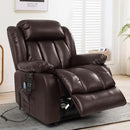 MAEVIS Power Recliner Chair, Lay Flat Sleeping Lift Chairs Recliner for Elderly with Heat and Massage,Comfy Real Breathable Leather Recliners with Dual OKIN Motor for Living Room (Brown) by CozyNest Decor