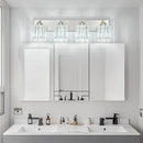 Modern Vanity Light 4-Lights Brushed Nickel Vanity Light Crystal Bathroom Wall Light Bathroom Light Fixtures by CozyNest Decor