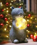 Solar Cat Statue Garden Decor - Cat Lover Gifts, with Gazing Solar LED Lights Ball Cat Decoration for Garden Yard Patio Lawn Balcony - Gifts for Mom Grandma (Gray Cat) by GreenHaven Gardens