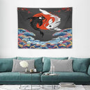 Houselerax Japanese Koi Fish Tapestries, Yin Yang Big Wave Cherry Blossom Tapestry Wall Hanging for Bedroom Living Room Office Decor 40"x30" by CozyNest Decor