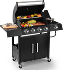 Q043-4-Burner w/Side Burner Gas Grill with 292 SQ.IN. Outdoor Grill with 44,000 BTU,Propane Grills with Top Cover Lid,Grills Outdoor Cooking for Patios,Camping,Balcony,Garden by GreenHaven Gardens