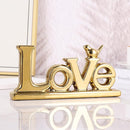 Gold Love Sign Statue - Personalized Home Decor, Bird Sculpture for Living Room, Bedroom, Desktop & Cabinets by CozyNest Decor