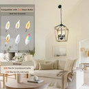4 Light Chandelier Fixture, Farmhouse Light Fixtures Geometric Metal Cage Modern Ceiling Light with Adjustable Height, E12 Base Hanging Lights for Kitchen Island, Dining Room, Living Room, Indoor by CozyNest Decor