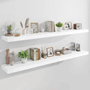 Marsmiles 72" Floating Shelves for Wall, Wooden Shelves with Invisible Brackets Set of 2, Rustic Farmhouse Wall Mounted Shelf for Kitchen Bathroom Living Room Study, White by CozyNest Decor