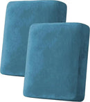 H.VERSAILTEX Velvet Stretch Couch Cushion Cover Plush Cushion Slipcover for Chair Loveseat Sofa Cushion Furniture Protector Seat Cushion Sofa Cover (2 Piece Medium Sofa Cushion Covers, Peacock Blue) by CozyNest Decor