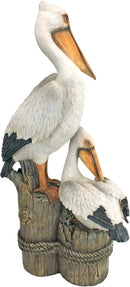 Design Toscano Coastal Decor Ocean's Perch Pelicans Garden Bird Statue, 9 Inch Wide, 24 Inch Tall, Cast Stone Resin, Full Color Finish by CozyNest Decor
