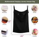 Linen Hanging Laundry Bag, 100% Linen Over The Door Laundry Hamper with Buttons and Zipper, Space Saving Door Hampers for Laundry Dirty Clothes Home Travel, Black by CozyNest Decor