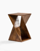 Modern Hand Made One-of-a-Kind Carved Mango Wood End Table, Farmhouse Side Table,Farmhouse End Table,Living Room,Bedroom, Accent Table, Contemporary Architectural Designed Natural by CozyNest Decor