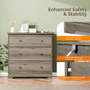 VINGLI 3 Drawer Dresser with Charging Station, Small Dresser Grey Chest of Drawers, 31.5" W Gray Wood Dressers for Bedroom, Living Room, Hallway, Home Office, 15.75" D x 31.5" W x 31.5" H by TinyTreasures Baby Boutique