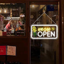 Neon We are Open Signs for Business, 16.5x9'' Open Sign with Printed Flower and Sun, with ON/OFF Switch & Adapter, Daylight White, Ideal for Window, Party, Wall, Bars, Coffee Shops, Salons, Clubs, Hotels by GreenHaven Gardens