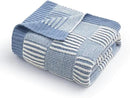 Amélie Home Chenille Knit Throw Blanket for Couch, Checkered Texture Decorative Soft Blanket for Sofa, Bed & Living Room, 50"x60", Blue & White by CozyNest Decor