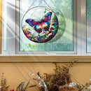 RIVEENY Butterfly Stained Glass Window Hangings, 8" Monarch Butterfly Hanging Stained Glass for Windows, Sun Catcher Garden Hangings Christmas Mother's Day, Valentine's Day Ornaments Festival Gift by GreenHaven Gardens
