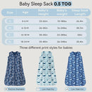 Baby Sleep Sack 0-6 Months 0.5 Tog Wearable Blanket Baby, 3 Pack 100% Cotton Lightweight Sleeping Sack with 2-Way Zipper for Newborn Infant Shark by TinyTreasures Baby Boutique