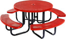Coated Outdoor Furniture Heavy-Duty Portable Outdoor Picnic Table with Umbrella Hole, Punched Steel Commercial-Grade Patio Dining Furniture Made in America (46" Round Top, Red) by GreenHaven Gardens