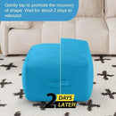 MeMoreCool Square Stuffed Pouf Ottoman Foot Rest, Floor Pouf Foot Stool with Foam Chunk Filling, Soft Stuffed Ottoman Footrest for Living Room, Blue by CozyNest Decor