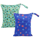 ALVABABY 2pcs Cloth Diaper Wet Dry Bags Waterproof Reusable with Two Zippered Pockets Travel Beach Pool Daycare Soiled Baby Items Yoga Gym Bag for Swimsuits or Wet Clothes LZX4344 by TinyTreasures Baby Boutique