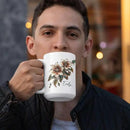 Customized Name Coffee Cup, Custom Steampunk Floral Design Cup, Personalized Flower Lover Ceramic Cup 11oz, White Mug Gift For Floral Enthusiasts, Steampunk Flower Cup For Birthday by CozyNest Decor