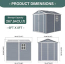 Storage Shed Plastic Outdoor Storage Shed Waterproof Container House with Lockable Door and Transparent Window for Garden, Lawn, Backyard, Patio (6x8FT) by GreenHaven Gardens