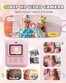 JOYJAM Kids Camera Instant Print, Upgrade Dual-Lens Selfie Digital Camera for Kids, HD 1080P, Christmas Birthday Gifts Toys for Girls Age 3-12, Toddler Portable Toy with SD Card 3 Rolls Print Paper by TinyTreasures Baby Boutique