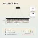 Rectangular Black Crystal Chandelier,10 Light Crystal Chandeliers for Dining Room, Rectangle Light Fixture for Kitchen Island L47''xW10''x H10'' by CozyNest Decor