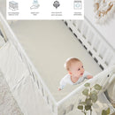 Brandream White Crib Bedding Set 3 Pieces Baby Nursery Collection - Quilt,Crib Sheet,Dust Ruffle-100% Washed Cotton Like Linen Supersoft Classic Quilted Plaid Off White Cream by TinyTreasures Baby Boutique