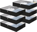 Fixwal Black Underbed Storage Bags with Clear Window and 2 Reinforced Handles Under Bed Storage Containers for Clothing, Bedding, Comforter (6 Pack) by CozyNest Decor