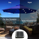 Sunnyglade 9' Solar LED Lighted Patio Umbrella with 8 Ribs/Tilt Adjustment and Crank Lift System (Navy Blue) by GreenHaven Gardens