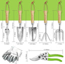 WORKPRO Garden Tools Set, 8 Piece, Stainless Steel Heavy Duty Gardening Tools with Wooden Handle, Including Garden Tote, Gloves, Trowel, Hand Weeder, Cultivator and More-Gardening Gifts For Women Men by GreenHaven Gardens