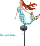 ARTER Solar Mermaid Garden Stake Light, Blue Nautical Ocean Themed Outdoor Waterproof Solar Yard Light with 3.6 Feet 22 LED Fairy Lights for Pathway Patio Lawn Poolside, 37 Inches Tall (Pack of 1) by GreenHaven Gardens