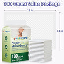 100 Pack Disposable Diaper Changing Pads for Baby Leakproof & Super Absorbency Disposable Underpads Large Toddler Pads Absorbent Fluff Protective Table Pads, Pee Pads for Babies, Kids 18" x 13" by TinyTreasures Baby Boutique