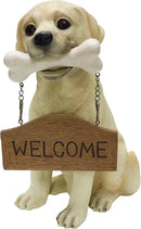 Nature's Mark Labrador Retriever Dog Puppy Statue with Reversible Welcome Sign and Go Away Sign Resin Garden Decor 12" H by GreenHaven Gardens