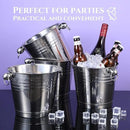Amyhill 8 Pack Stainless Steel Ice Bucket 5.3 Quart/ 5 Liter with Handle Large Insulated Champagne Buckets Beer Bucket for Cocktail Bar Wine Parties Chilling Wine Champagne Home(Silver) by CozyNest Decor