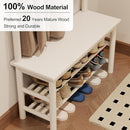 Coat Rack with Shoe Storage, Wooden Hall Tree with Bench, 11 Hooks and 2-Tier Storage Shelves, 3-in-1, Entryway Bench with Coat Rack (31.5"-White) by CozyNest Decor