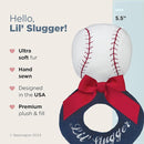 Bearington Baby Lil’ Slugger, 5.5 Inch Red, White and Blue Plush Stuffed Baby Baseball Soft Ring Rattle - Baseball Toys by TinyTreasures Baby Boutique
