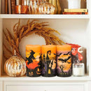 Wondise Halloween Flameless Flickering Candles with 6hrs Timer, Battery Operated Candles with Halloween Decals Real Wax LED Pillar Candles for Halloween Home Table Decor (3 x 6 Inches), Orange by CozyNest Decor