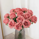 Pink Fake Roses Artificial Flowers - 10 Pcs Fake Artificial Roses Silk Flowers with Stems for Home Wedding Hotel Office Centerpiece Decor（Dusty Pink） by CozyNest Decor