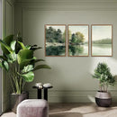 KAIRNE Framed Nature Canvas Wall Art Set,Misty Forest Wall Decor,Green Mountain Forest Pictures,Lake Water Painting set of 3(16”x24”),Landscape Scene Print for Living Room, Bedroom,Gallery Decor by CozyNest Decor