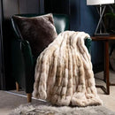 BATTILO HOME Ruched Luxury Faux Fur Throw Blanket Beige Tie-dye Rabbit Fur Blanket for Couch, Living Room, Fuzzy, Soft, Plush, Cozy, Elegant with Reversible Mink Blanket Beige, 60"x80" by CozyNest Decor