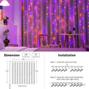 JMEXSUSS 300LED Orange and Purple Halloween Curtain Lights with Remote, 9.8x9.8ft Window Twinkle Hanging String Lights Plug in, Halloween Lights for Bedroom Wall Party Backdrop Indoor Outdoor Decor by CozyNest Decor