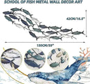 Coastal Metal Fish Wall Decor, Large Nautical Fish Wall Décor,School of 20 Fish Wall Art,3D Fish Wall Sculpture,Fish Metallic Art Decor,Perfect for Living Room,Bedroom,Beach Or Boat Decor,59" X 16.5" by CozyNest Decor
