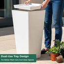 WORTH Garden Large 28 in.Tall Planters Set of 2 for Indoor and Outdoor, Heavy Duty Plastic White Modern Taper Flower Plant Pots with Drainage Hole and Dual-Purpose Tray for Front Porch, Patio by CozyNest Decor