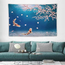 Japanese Koi Fish Tapestry, Cherry Blossoms Asian Oriental Blue Floral Branch Koi Fish Carp Tapestries Wall Hanging for Bedroom Living Room Office Decor 60"x40" by CozyNest Decor