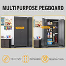 61" H Metal Storage Cabinet, Utility Cabinets with Locking Doors, Laundry Cabinet with Hanging Rod, Garage Tool Storage Cabinets for Home Office, Garage, Bathroom (Black) by CozyNest Decor