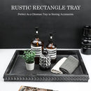 Rectangle Wood Serving Tray with Beads, Black Washed Wooden Decorative Tray for Entertaining, Decoration, and Gifting by CozyNest Decor